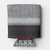 Strickwolle: rote, weiße Streifen. Dosenkühler (Rückseite)