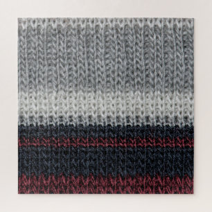 Strickwolle: rote, weiße Streifen. Puzzle