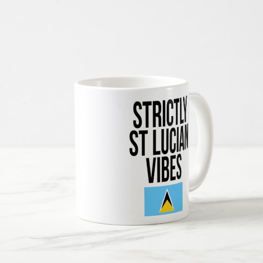 Strictly St Lucian Vibes Saint Lucia Flag Kaffeetasse (VorderseiteRechts)