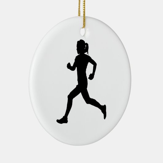 Stride in Grace: Marathon-Silhouette für Frauen Keramik Ornament (Rechts)
