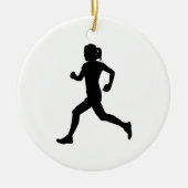 Stride in Grace: Marathon-Silhouette für Frauen Keramik Ornament (Vorne)