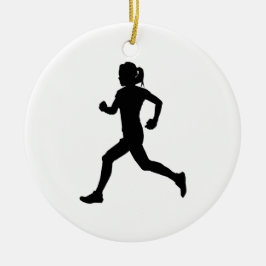 Stride in Grace: Marathon-Silhouette für Frauen Keramik Ornament
