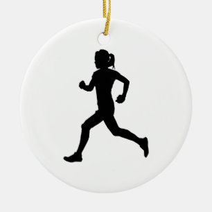 Stride in Grace: Marathon-Silhouette für Frauen Keramik Ornament