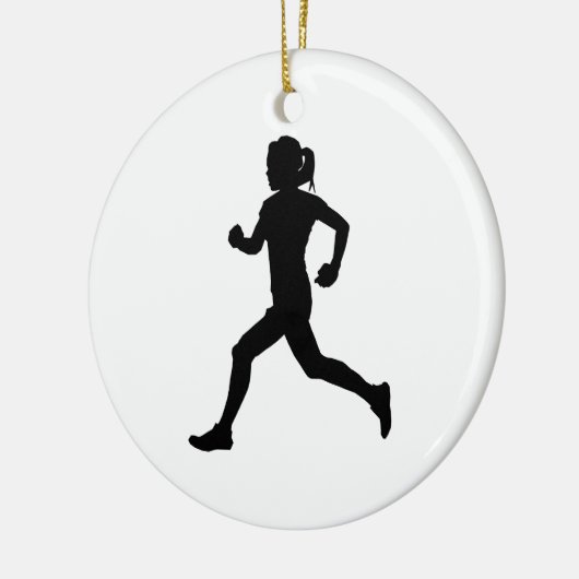 Stride in Grace: Marathon-Silhouette für Frauen Keramik Ornament (Links)