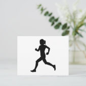 Stride in Grace: Marathon-Silhouette für Frauen Postkarte (Stehend Vorderseite)