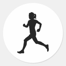 Stride in Grace: Marathon-Silhouette für Frauen Runder Aufkleber