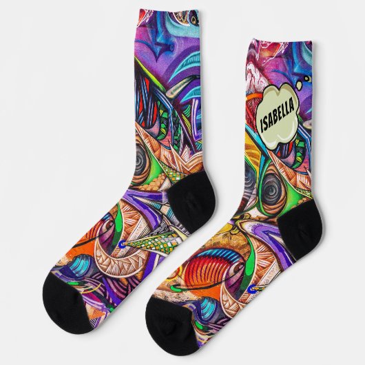 Stride in Style: Personalisierte Urban Graffiti-Cr Socken (Linkes Detail)