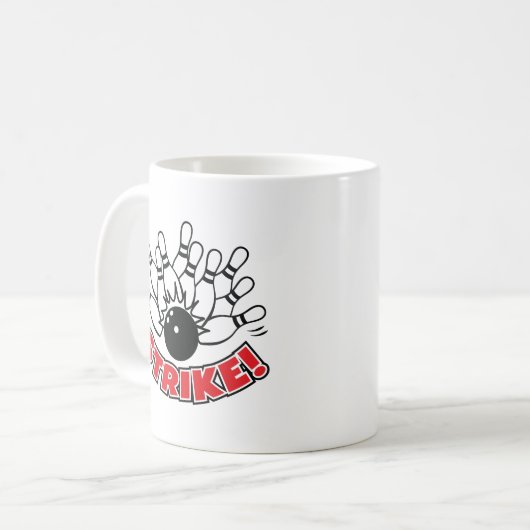 Strike - 10-Button-Bowling-Logo-Tasse Kaffeetasse (Vorderseite Links)