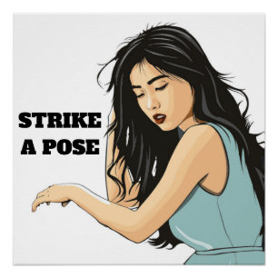 "STRIKE A POSE" ASIAN LADY POSTER