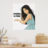 "STRIKE A POSE" ASIAN LADY POSTER (Küche)