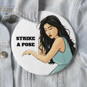 "STRIKE A POSE" ASIATISCHE DAME BUTTON (Beispiel)