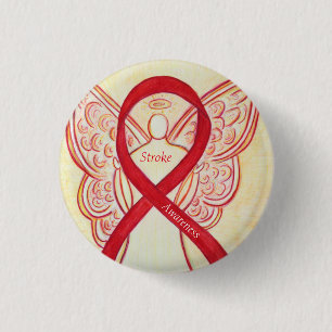 Strike Awareness Red Ribbon Angel Custom Art Butto Button