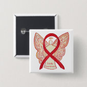 Strike Awareness Red Ribbon Angel Custom Art Butto Button (Vorne & Hinten)