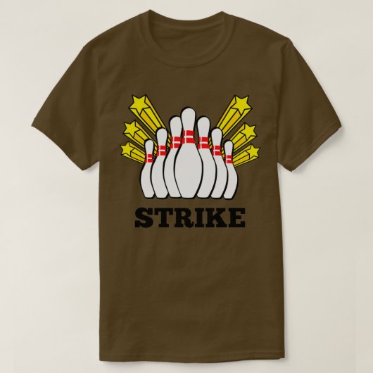 Strike Bowling Print mit 10 Buttonen und Sternen T-Shirt (Design vorne)