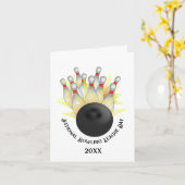 STRIKE! Bowlingball und Buttone Karte (Gelbe Blume)