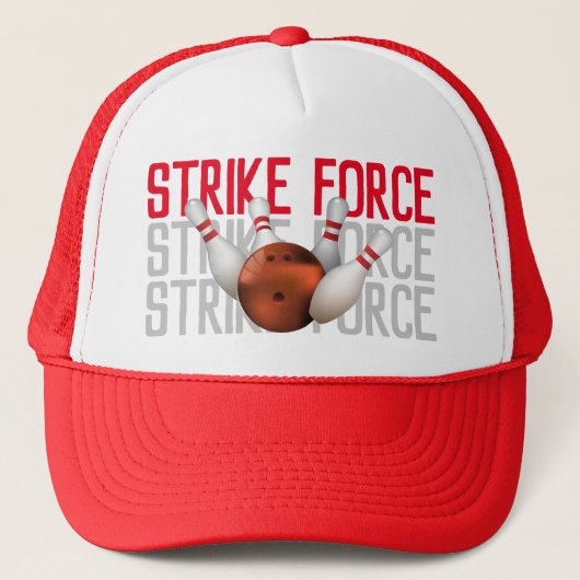 Strike Force Bowler Bowling League Truckerkappe (Vorderseite)