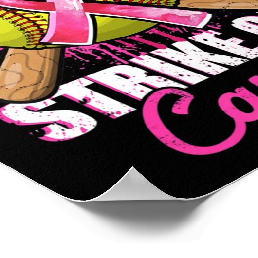 Strike Out Breast Cancer Awareness Day Pink Ribbon Poster (Ecke)