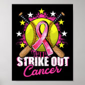 Strike Out Breast Cancer Awareness Day Pink Ribbon Poster (Vorne)