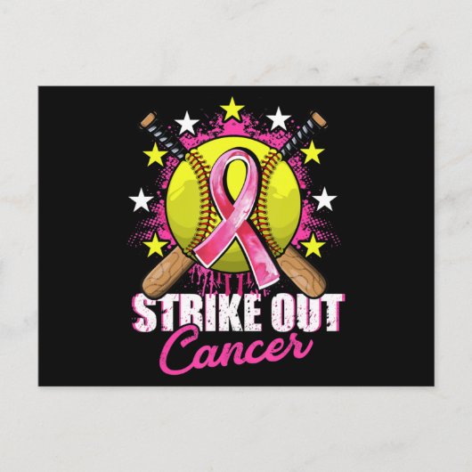 Strike Out Breast Cancer Awareness Day Pink Ribbon Postkarte (Vorderseite)