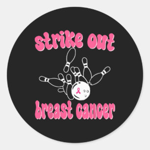 Strike Out Breast Cancer Awareness Day Pink Ribbon Runder Aufkleber