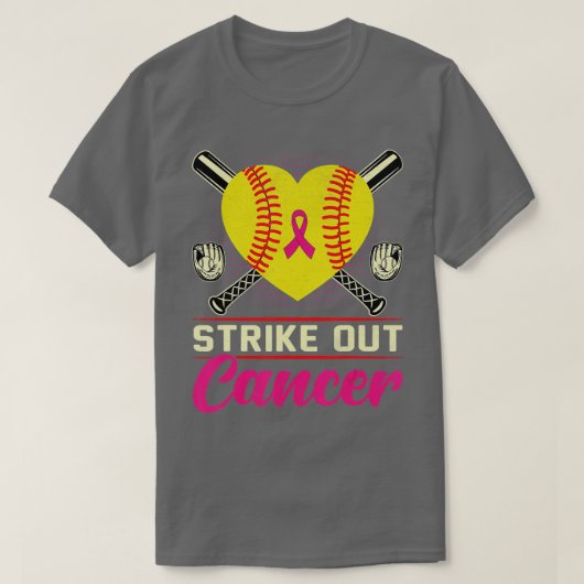 Strike Out Breast Cancer Awareness Day Pink Ribbon T-Shirt (Design vorne)
