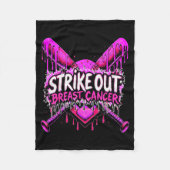 Strike Out Breast Cancer Baseball Softball Drip Ho Fleecedecke (Vorderseite)