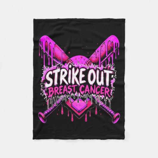 Strike Out Breast Cancer Baseball Softball Drip Ho Fleecedecke (Vorderseite)