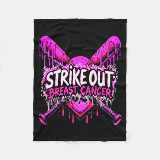 Strike Out Breast Cancer Baseball Softball Drip Ho Fleecedecke (Vorderseite)