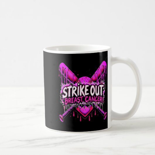 Strike Out Breast Cancer Baseball Softball Drip Ho Kaffeetasse (Rechts)