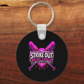 Strike Out Breast Cancer Baseball Softball Drip Ho Schlüsselanhänger (Vorderseite)