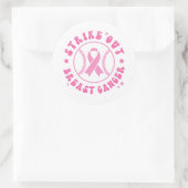 Strike Out Breast Cancer Pink Ribbon Awareness Runder Aufkleber (Tasche)