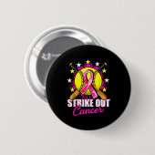 Strike Out Breast Cancer Warrior Softball Nk Ribbo Button (Vorne & Hinten)