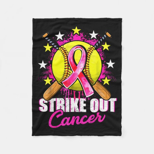 Strike Out Breast Cancer Warrior Softball Nk Ribbo Fleecedecke (Vorderseite)