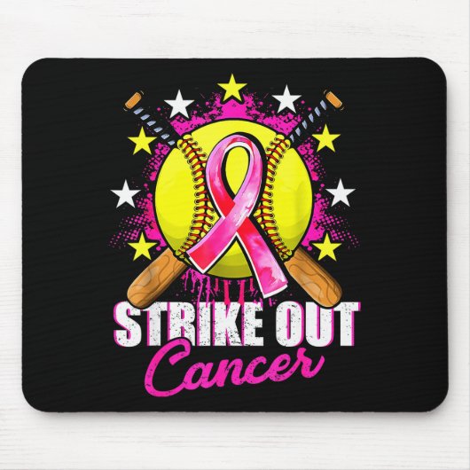 Strike Out Breast Cancer Warrior Softball Nk Ribbo Mousepad (Vorne)