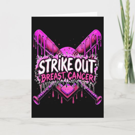 Strike Out Brustkrebs Baseball Softball Drip Ho Karte (Vorderseite)