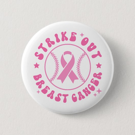 Strike Out Brustkrebs Pink Ribbon Bewusstsein Button (Vorderseite)