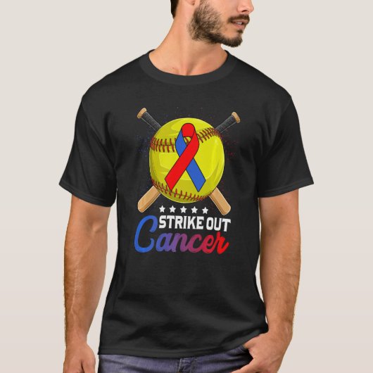 Strike Out Pulmonary Fibrosis Awareness Red Blue R T-Shirt (Vorderseite)