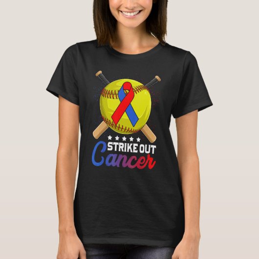 Strike Out Pulmonary Fibrosis Awareness Red Blue R T-Shirt (Vorderseite)