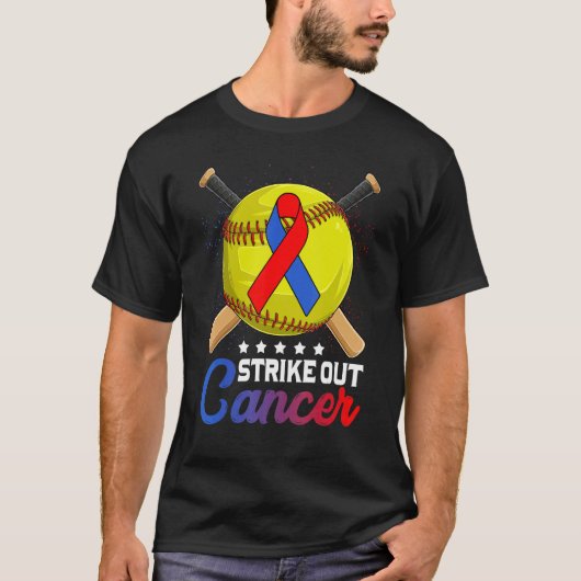 Strike Out Pulmonary Fibrosis Awareness Red Blue R T-Shirt (Vorderseite)