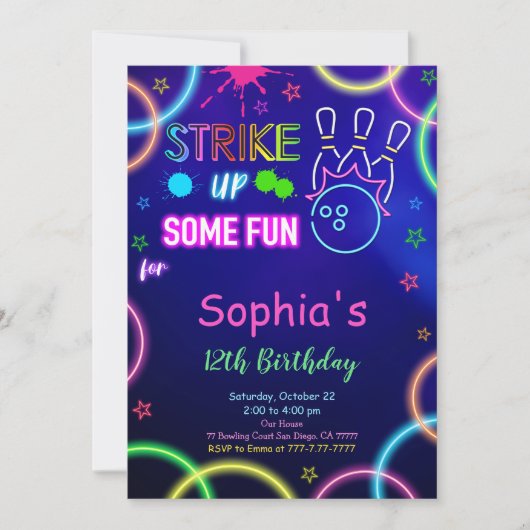 STRIKE UP Bowling Einladung (Vorderseite)