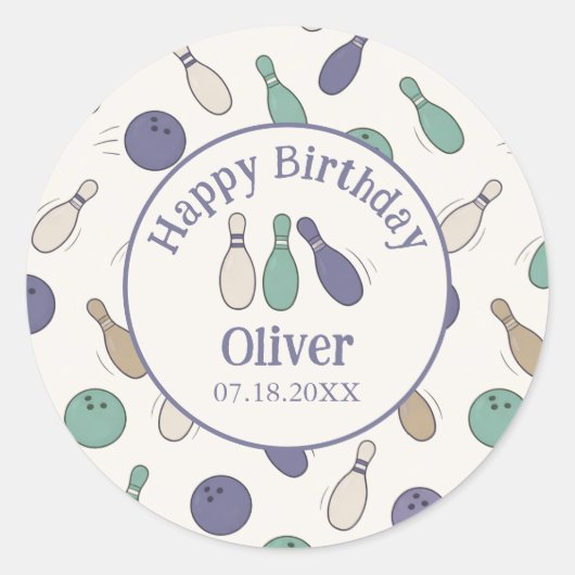 Strike Up Some Fun Vintage Bowling Party Sticker (Vorderseite)