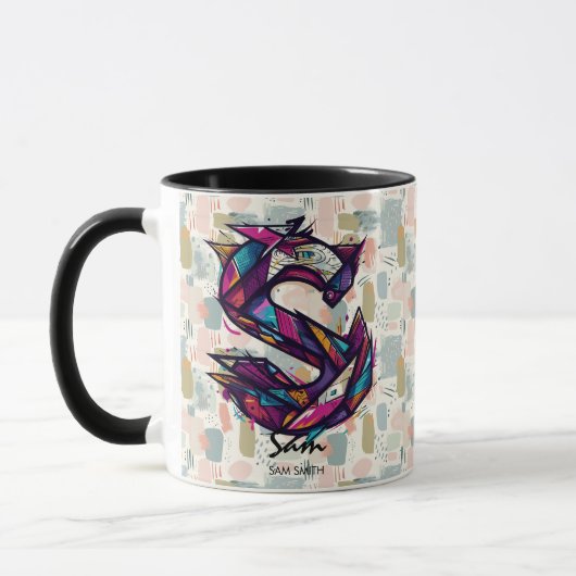 Strikende Abstrakte Monogramm-Tasse - S für Sam Tasse (Links)