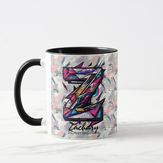 Strikende Abstrakte Monogramm-Tasse - Z für Zachar Tasse (Links)