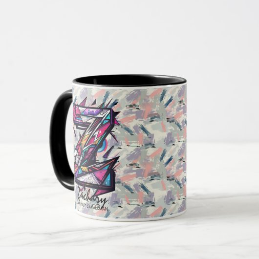 Strikende Abstrakte Monogramm-Tasse - Z für Zachar Tasse (Vorderseite Links)