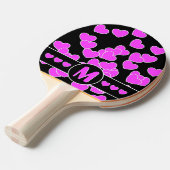 Strikende rosa Herzen auf Schwarz / Weiß, Monogram Tischtennis Schläger (Vorderseite)