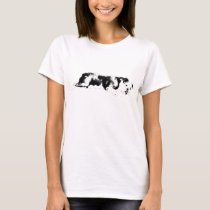 Strikendes Bulldoggen-Frontmotiv in reiner Tintenf T-Shirt