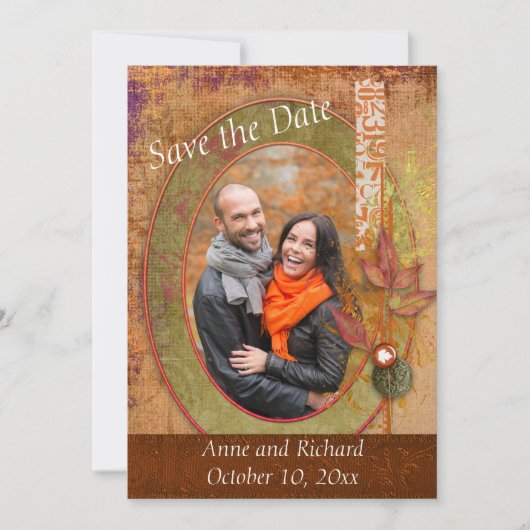 Strikendes Foto der Hochzeit im Herbst Save the Da Date (Vorderseite)