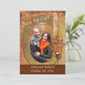 Strikendes Foto der Hochzeit im Herbst Save the Da Date (Stehend Vorderseite)