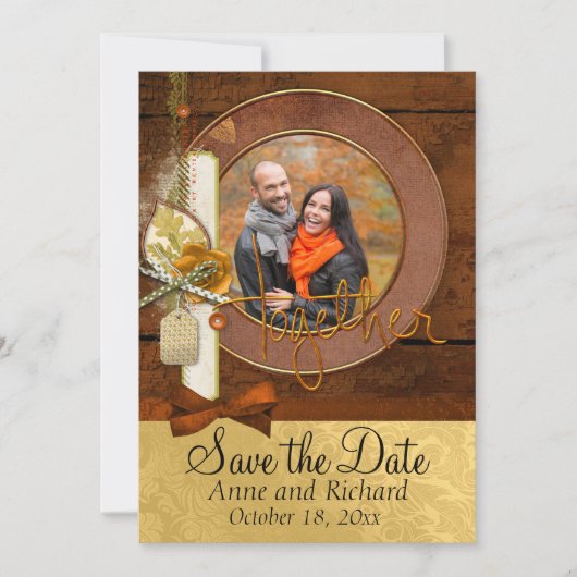 Strikendes Foto der Hochzeit im Herbst Save the Da Date (Vorderseite)
