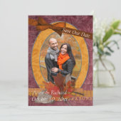 Strikendes Foto der Hochzeit im Herbst Save the Da Date (Stehend Vorderseite)